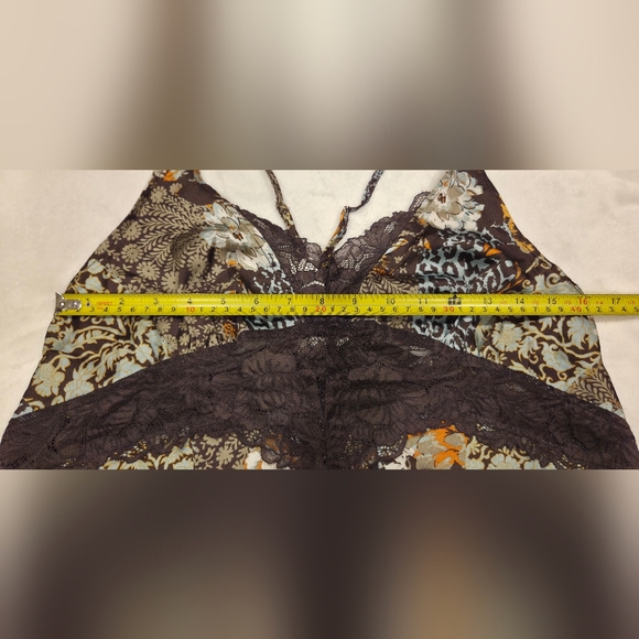 Free People Slip Brown Dress with Floral Accents, Size M. - Picture 12 of 15